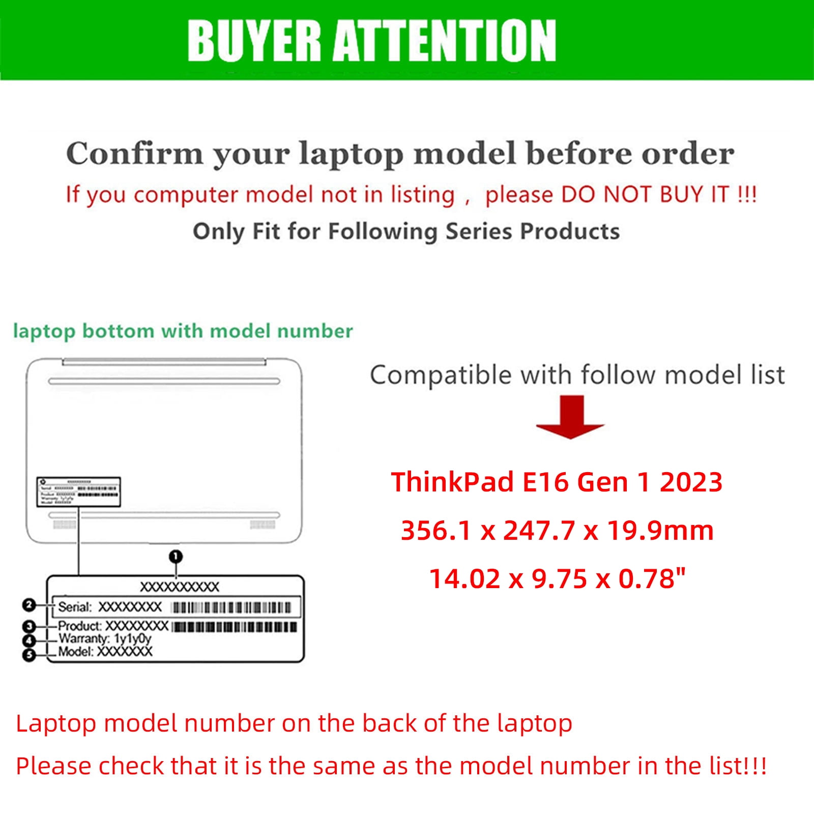 Laptop Case Cover for Lenovo ThinkPad E16 Gen 1 2023&ThinkPad E16 Gen2 16 inch [Do Check Model] Notebook Sleeve Computer Bag Protective PU Leather Shell
