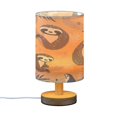thumbnail image 2 of WOBOGO A Pattern with Cute Sloth and Toucan in The Jungle Bedroom Table Lamp USB Power Connector Wooden Base Round Linen Shade For Living Room Desk, 2 of 7