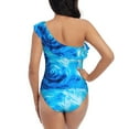 thumbnail image 5 of Haiem Blue Shell Women's One Piece Swimsuits Tummy Control One Shoulder Bathing Suits Ruffle Swimwear-Small, 5 of 8