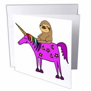 Funny Cool Sloth Riding Unicorn Cartoon 1 Greeting Card with envelope gc-281451-5
