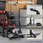 Marada Racing Cockpit Frame with Red Seat Upgrade Stable Racing Wheel Stand Fits Logitech Thrustmaster T80 T150 PC
