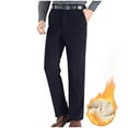 thumbnail image 1 of Pantalones largos para hombre, color liso, rectos, de tubo, con terciopelo, cintura alta, con cremallera y bolsillo, de pana, de poliéster., 1 of 6