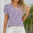 thumbnail image 5 of Baqcunre Shirts For Women Button Up Short Sleeve Digital Print Party Summer Rayon Shirt Womens Blouses Womens Tops Purple XL, 5 of 8