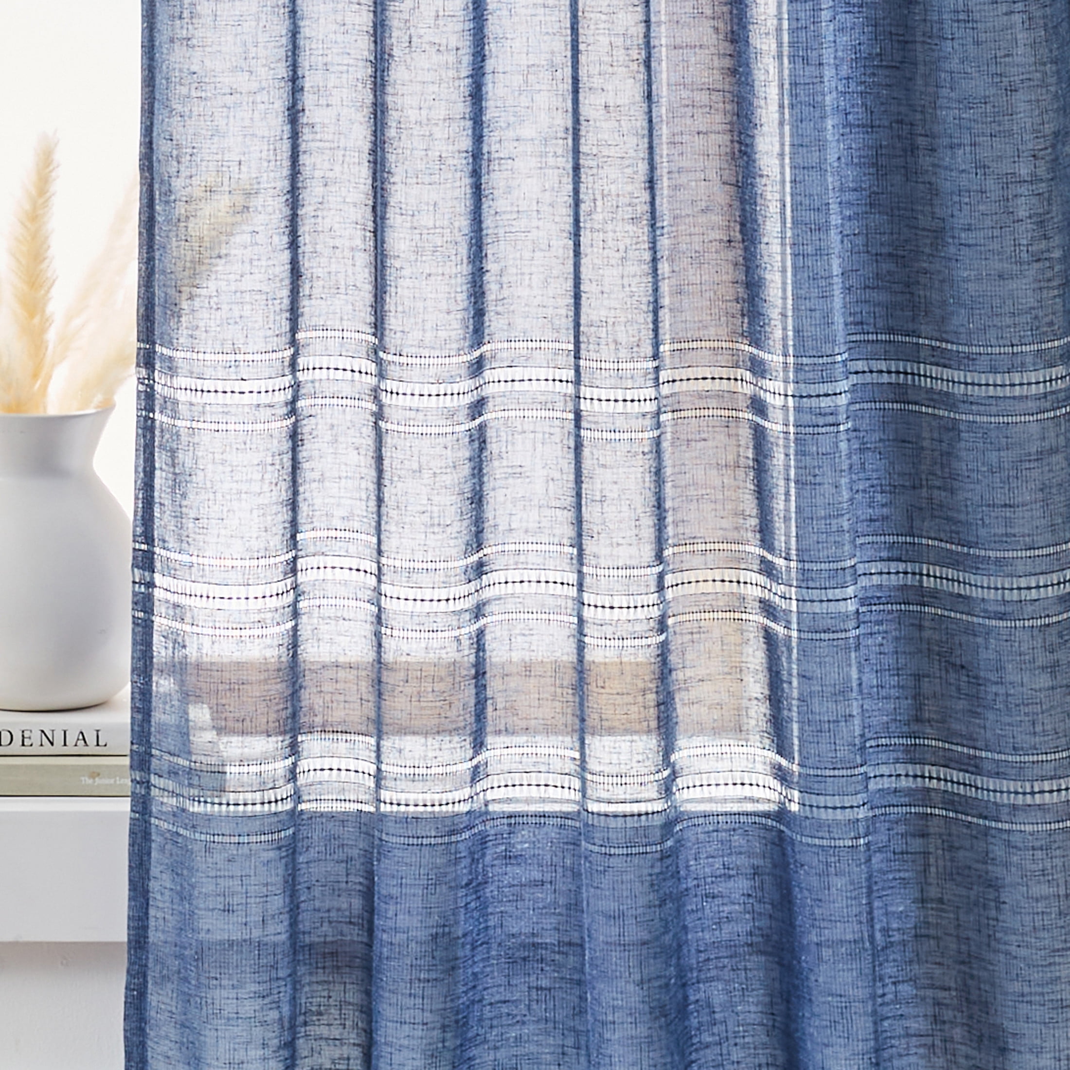 Better Homes & Gardens Specialty Stitch Single Curtain Panel, Washed Indigo, 50" W x 108" L