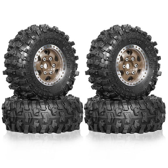 1.0inch Metal Beadlock Wheel Tire Set for 1/18RC Crawler Car Brown