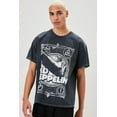 thumbnail image 2 of Led-Zeppelin Men's Officially Licensed Graphic Classic Rock Heavy Metal Tee T-Shirt (Small, Black/White Distressed Print), 2 of 6
