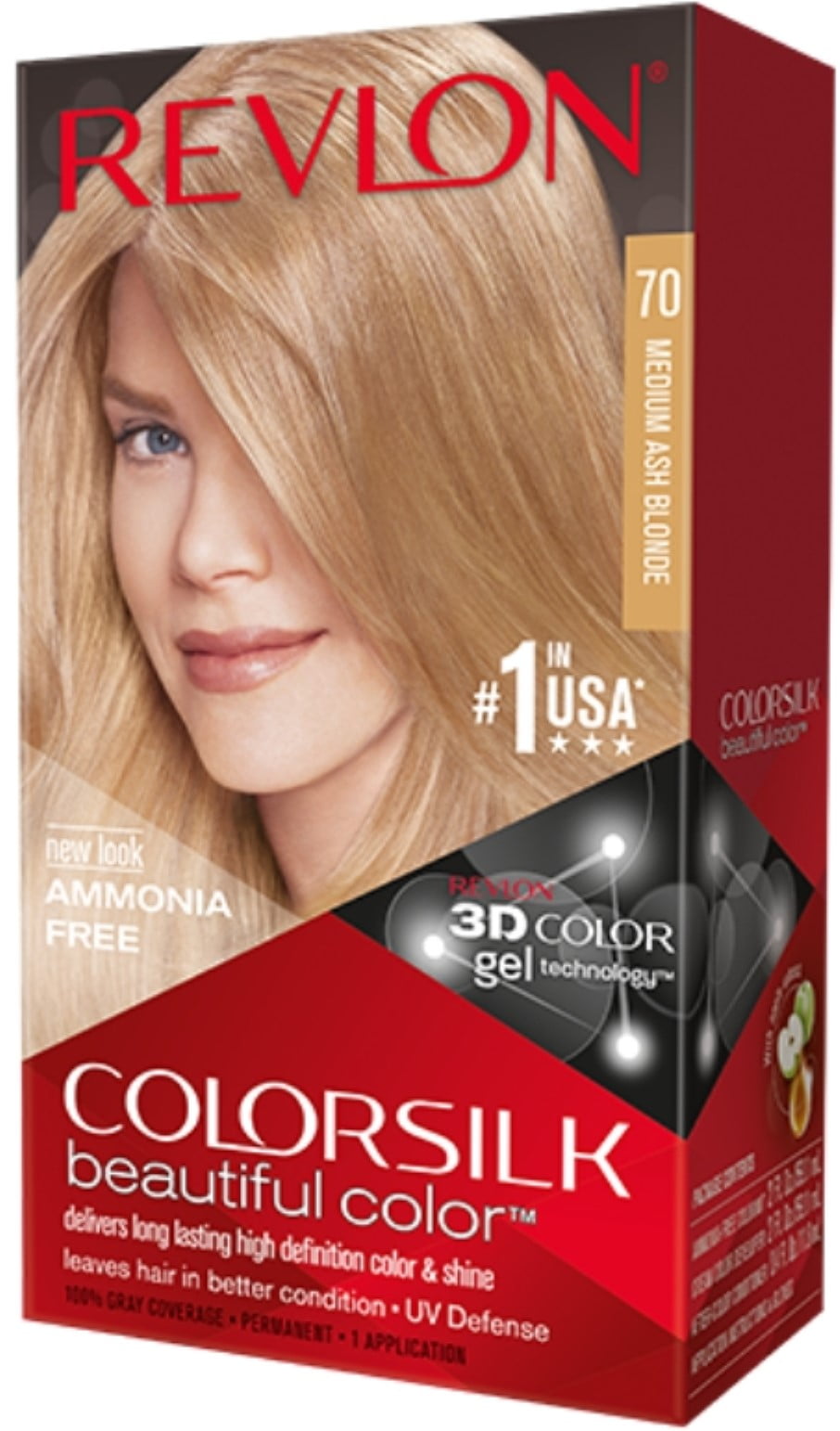 6 Pack Revlon Colorsilk Hair Color 70 Medium Ash Blonde 1 Each