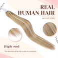 thumbnail image 2 of KiiKiiGirl Microlink Hair Extensions Human Hair,18 Inch #7/60 Chocolate Brown to Caramel Blonde Micro Loop Microbead Micro Link Hair Extensions Human Hair Invisible Straight 30g/38s C80, 2 of 3