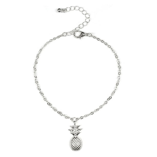 Guardurnaity Pulseras de tobillo con colgante de piña Tobilleras de aleación Conjunto de joyas de pie Brazalete de dama para adolescentes Niñas plata 20Conjunto