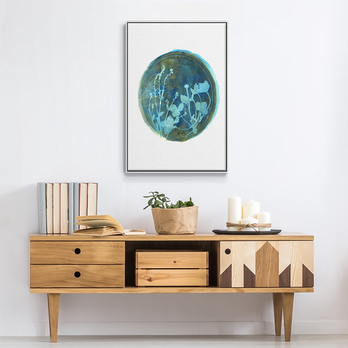 Strawberries and Forg I Framed Premium Gallery Wrapped Canvas - Ready to Hang - 27 x 41 - White Floating Frame