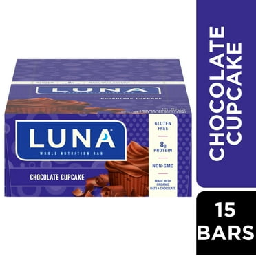 LUNA Chocolate Cupcake Flavor Gluten Free Snack Bars, Protein Bars, 15ct