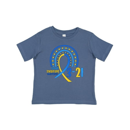 

Inktastic 3-21 World Down Syndrome Day Blue and Yellow Rainbow Ribbon Gift Baby Boy or Baby Girl T-Shirt