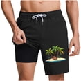 thumbnail image 2 of Men's Summer Swim Trunks Beach Shorts Loose Elastic Waist Drawstring Quickly Dry Double Layer Swimming Shorts Mens Casual Hawaiian Coconut Tree Print Plus Size Baggy Lightweight Board Short, 2 of 6