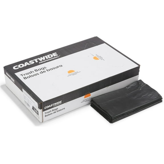 Staples Coastwide Professional 40-45 Gallon Trash Bag 40" x 46" Low Density 0.65 Black 125 Bags/Box