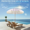 thumbnail image 4 of golytefs Striped Patio Umbrella with Fringe Beach Umbrella Outdoor Sunshade Umbrella, 4 of 9