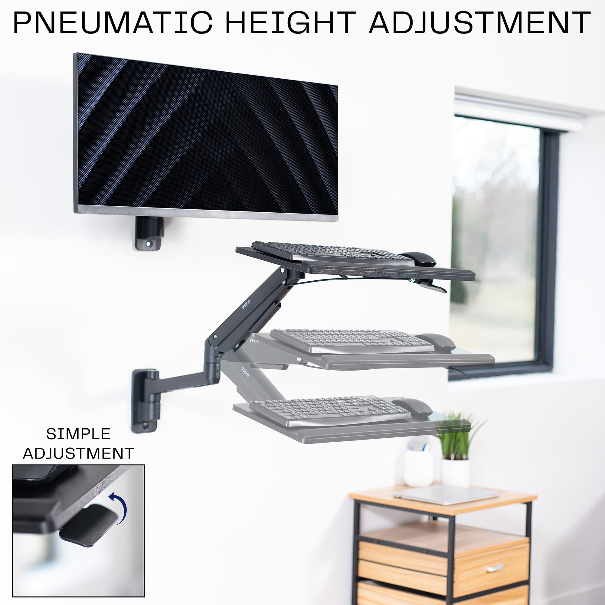 VIVO Pneumatic Heavy Duty Wall Mounted 24 inch Keyboard Tray