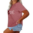 thumbnail image 5 of Anbech Women Heart Printed Plus Size T-Shirts Graphic LOVE Heart Print Short Sleeves Tees Cute Oversize T-Shirt with Round Neck, 5 of 8