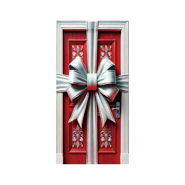 Decoraciones de Navidad Interior 35 X 71 Pulgadas Decoración de la Puerta de Navidad - Cortina de la Puerta de Navidad - Decoración de la Puerta de Navidad Y la Pared - Decoración de la Fiesta de Vaca