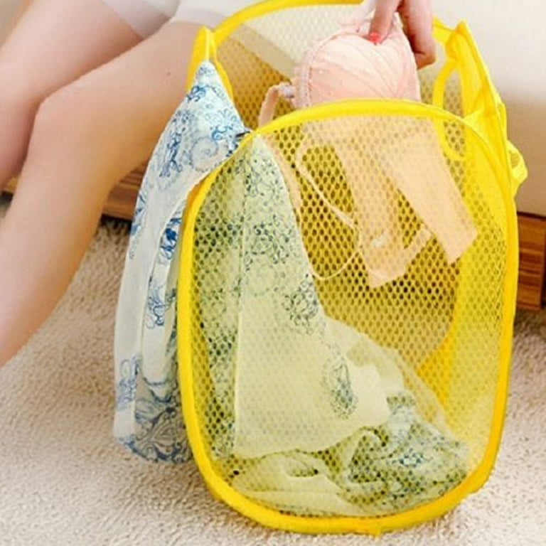 Limei Mesh Pop Up Laundry Hamper Collapsible Laundry Basket with Side  Pocket Foldable Small Dirty Clothes Storage Bin for Bedroom Dormitory Camp