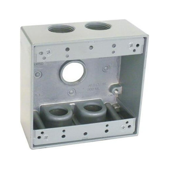 Master Electrician TGB75-5 2 Gang Outlet Box, Gray, Weatherproof, Five 0.75-In. Holes - Quantity 30