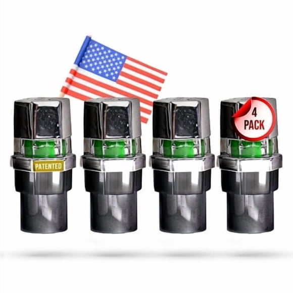 Quick Pressure Tire Pressure Monitoring Valve Caps Sensor Gauge - Advanced Detection System, 70 Psi Sensing Air Alert Indicator For Cars, Trailers, Bikes - Chrome-Plated, Pack Of 4