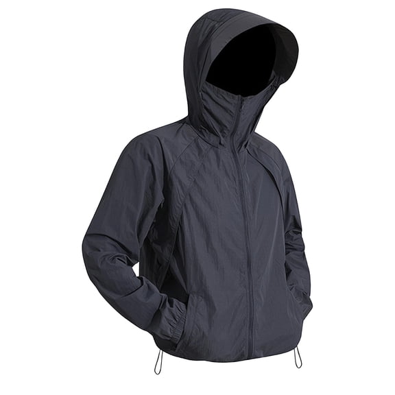 Eryao Men's UPF 50 Hoodies Long Sleeve Zip Up Sun Protection Hooded Jacket Quick Dry Athletic Outdoor Rash Guard Shirts,Black,XXL