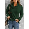 thumbnail image 1 of Women's Olive Green Buttoned Wrap Turtleneck Sweater, 1 of 18