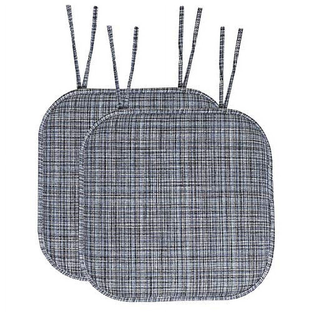 Aria Memory Foam Non-Slip Chair Cushion Pad with Ties 2 Pack - Blue Black