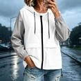 thumbnail image 2 of DeHolifer Women's Rain Jacket Lightweight Windbreaker Drawstring Full Zipper Outwear Jacket with Hood Gray L, 2 of 7