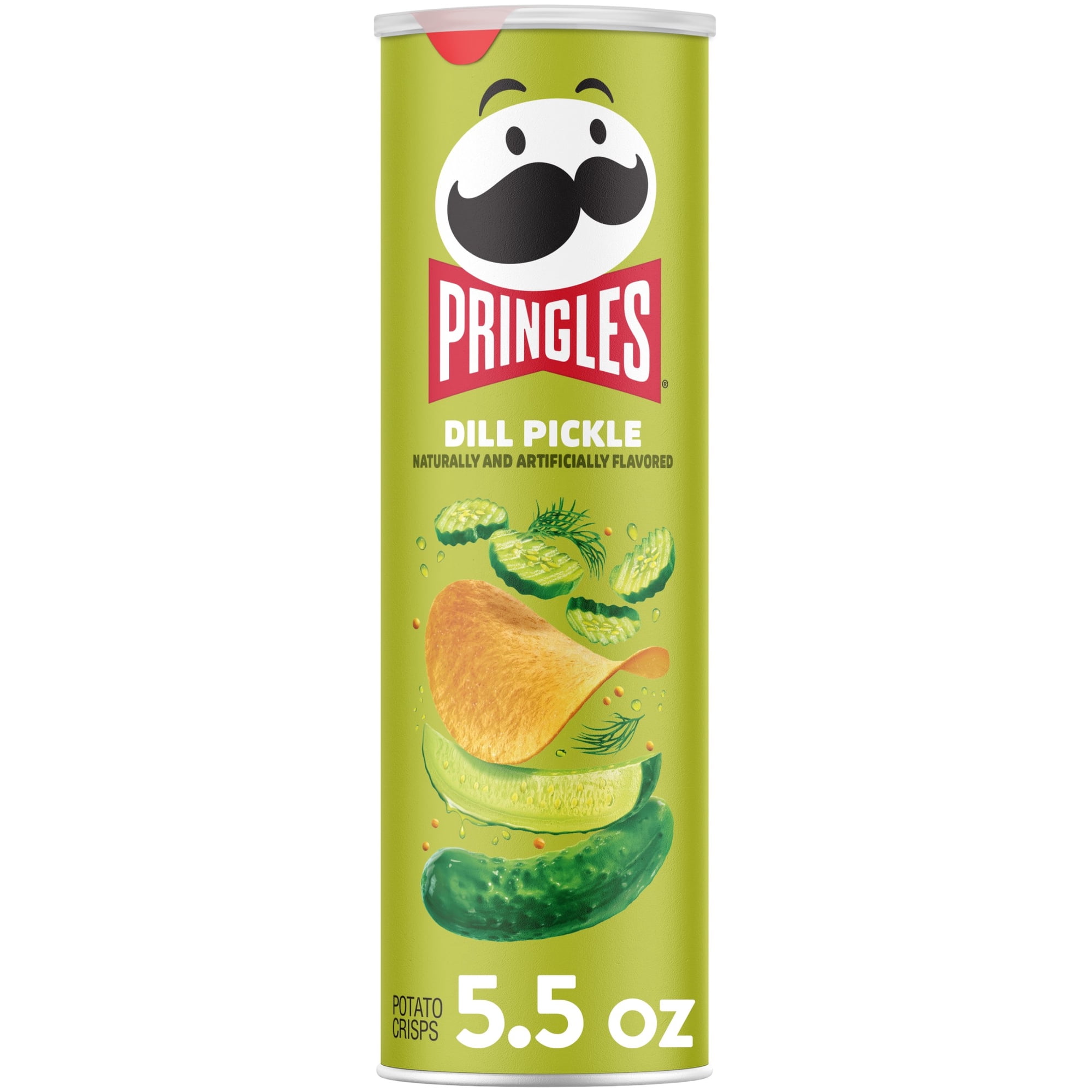 Pringles Dill Pickle Potato Crisps Chips, Lunch Snacks, 5.5 oz Canister
