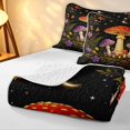 thumbnail image 4 of Homewish Cute Plant Mushrooms Twin Quilt Set,Dreamy Floral Butterfly Stars Twin Coverlet Set,Black Reversible,2pcs, 4 of 7
