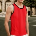 thumbnail image 2 of Men'S Tank Tops Solid Color Sleeveless Casual Side Wide Fork Fitness Sports Gar Loose Vest T-shirts Holiday Wear,Red,XL, 2 of 4