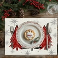 thumbnail image 6 of ToyKingdee Snowflakes Christmas Vinyl Placemats, Red Black Buffalo Wipeable Winter PVC Woven Table Mats for Party Kitchen Dining Decor, 6 of 6