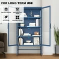 thumbnail image 7 of Double Glass Door Storage Cabinet,Storage Cabinet with Adjustable Shelves and Feet,Cold-Rolled Steel Sideboard Buffet Cabinet for Living Room Kitchen,Blue, 7 of 7