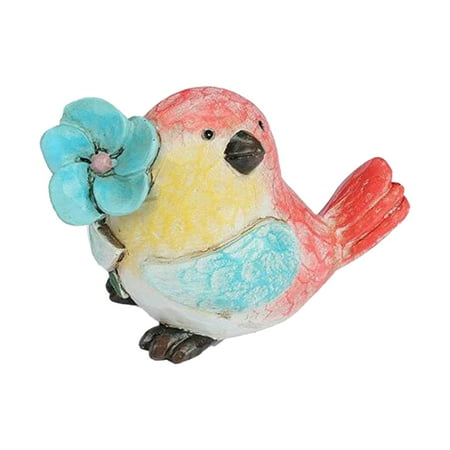 

Lauba Colorful Bird Ornament With Flowers Hand Painted Resin Animals Statues Holiday Home Garden Table Decoration Bird Figurine