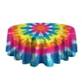 thumbnail image 5 of Colorful Rainbow Tie Dye Spiral Pattern Round Tablecloth 60"x60",Wrinkle Wipeable Table Cloth for Kitchen Dining Room Picnic Patio Party, 5 of 6