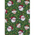 thumbnail image 3 of 44 x 36 Christmas Mr and Mrs Santa Claus Heads on Green Fabric Traditions 100% Cotton, 3 of 5