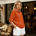 thumbnail image 4 of Dresfit Polo Shirts Womens Button Down Golf Shirts 2026 Summer Short Sleeve Collared Tennis Tops Oversized Solid Plus Size Golf T Shirts L, 4 of 6