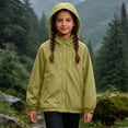 thumbnail image 5 of FAVIPT Waterproof Jacket for Girl Adjustable Drawstring Windproof Hooded Jackets Zip Up Outdoor Coat with Zipper Pockets Green,7-8 Years, 5 of 7