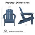 thumbnail image 6 of JUSTLET Adirondack Chair, Plastic Folding Outdoor Patio Chairs, Outside HDPE Chairs for Lawn, Yard, Navy Blue, 6 of 10