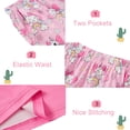 thumbnail image 4 of Aideaone Girls Pajamas Sets 3 Piece Short Sleeve Shirt Top Pants Shorts with Pockets Sleepwear 7-14 Years, 4 of 5