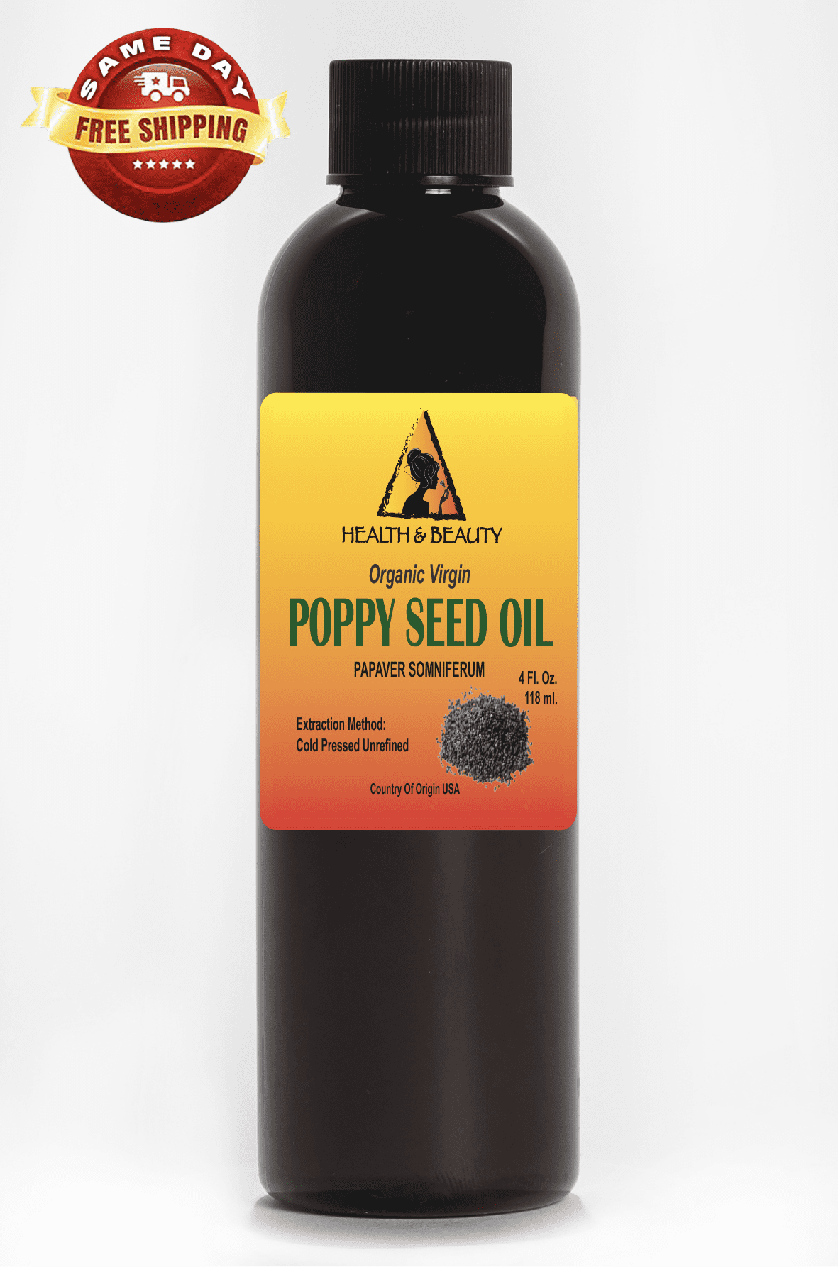 Poppy seed oil unrefined organic virgin cold pressed 100% pure natural 4 oz