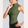thumbnail image 4 of Holzkary Women's Full Zip Sleeveless Workout Yoga Active Jacket Vest Golf Shirts Cropped Lightweight Athletic Gym Seamless Vests Athletic Tank Top Tshirt for Yoga Running Fitness Army Green L, 4 of 7
