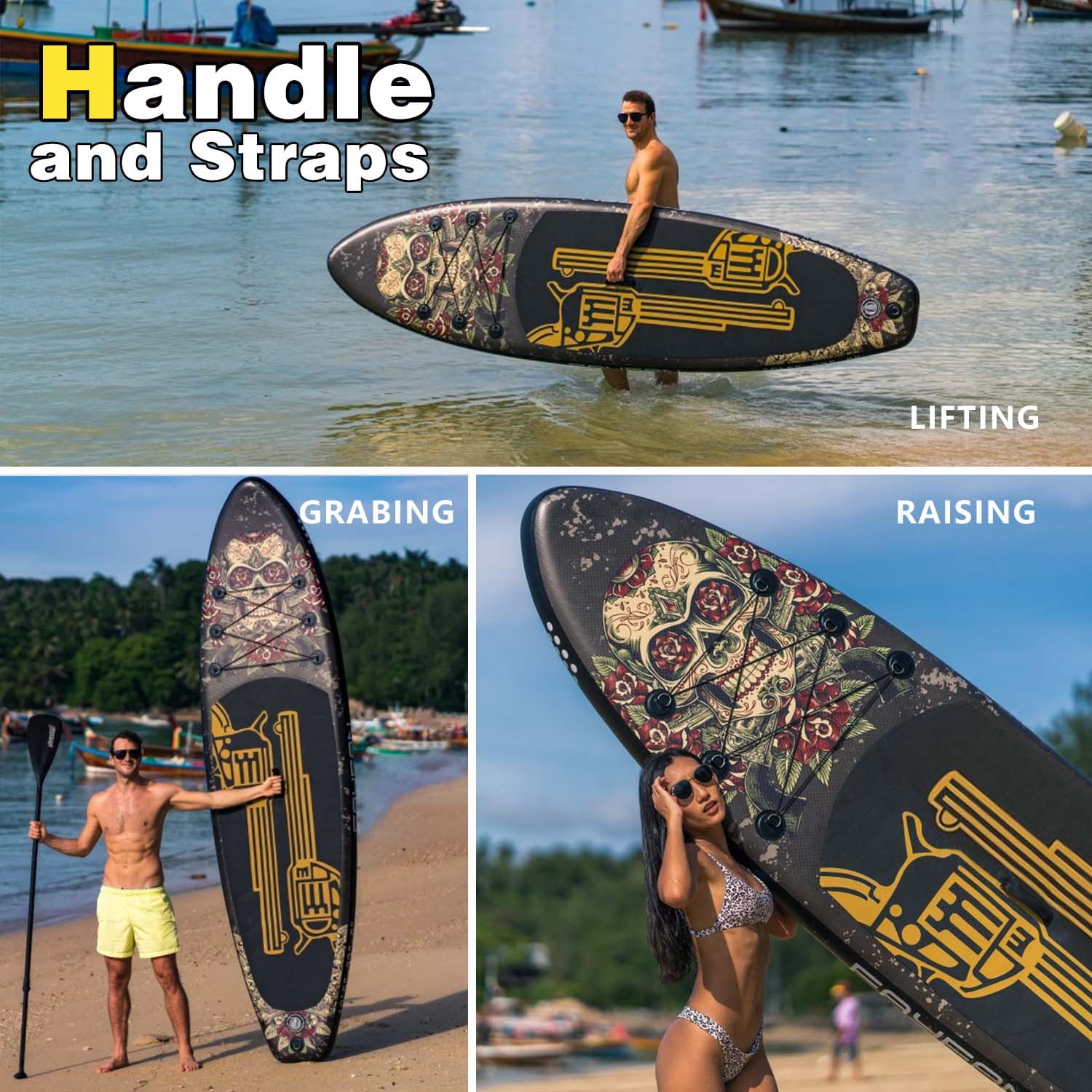Paddle Board, 10'6" Inflatable Stand Up Paddle Board with Durable SUP Accessories, Stable Non-Slip Deck, Safety Leash Waterproof Bag for Surfing, Travel, Outdoor Enthusiasts