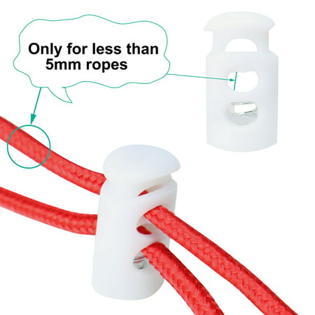 50 Pcs Durable White Spring Cord lock Plastic Cord End Fastener Double Holes Toggle Stoppers (Best Way To Clean White Kitchen Cabinets)