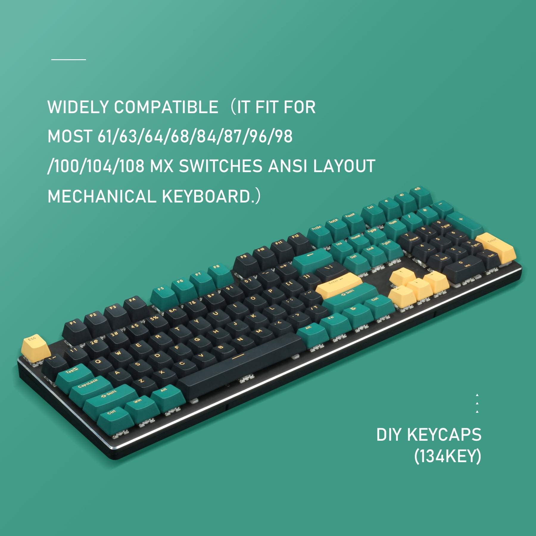 PBT Keycaps Set Custom OEM Profile,Cherry MX Keyset for US and UK Layouts 108/104/98/87/68/61 MX Switches Mechanical Keyboard,Mars Green