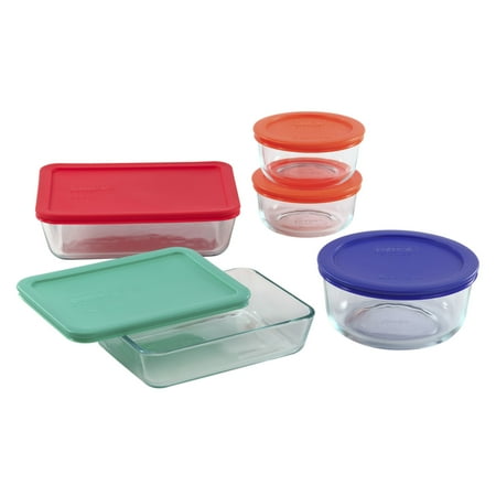 

Pyrex 10-piece Glass Food Storage Container Set with Assorted Colored Lids