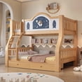 thumbnail image 4 of Camas superiores e inferiores de madera totalmente maciza, literas para adultos, apartamento pequeño, litera superior e inferior, camas de madera de dos capas, cama alta y baja, 4 of 4