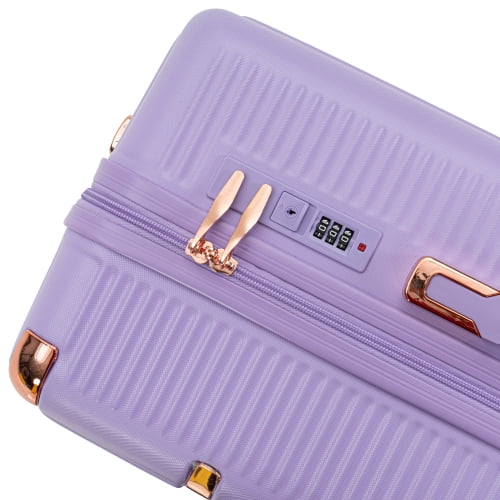 4-Piece Lightweight ABS Hard Shell Luggage Set with 360° Dual Spinner Wheels & Built-In Combination Lock, Scratch-Resistant Modern Travel Suitcase, Purple
