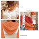 thumbnail image 5 of Suéteres para Mujer Diseño de Empalme con Cuello en V Estilo con Capucha Color de Contraste Suéter con Capucha para Mujer para Fiesta Oficina Hogar Naranja XL, 5 of 6